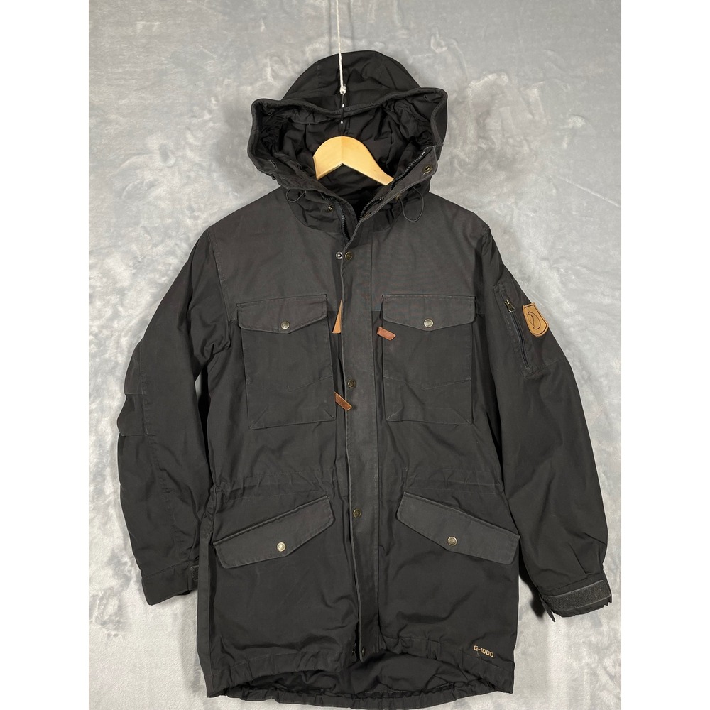 Fjallraven G-1000 Men XS Black Insulated Fleece Lined Field Jacket Parka Hooded